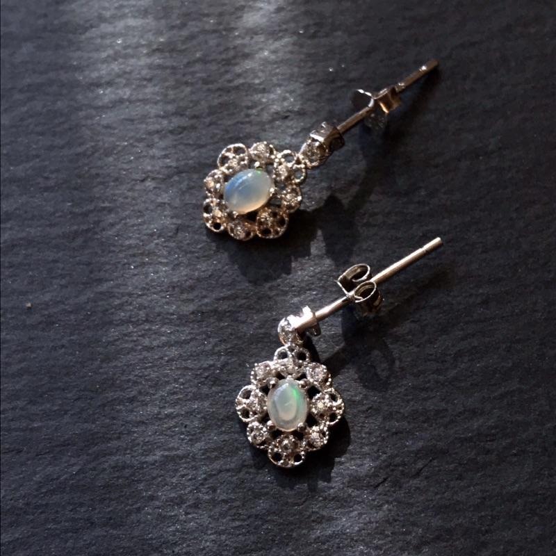 [zoeverglow]歐泊s925純銀耳環｜澳寶 宮廷風-細節圖9