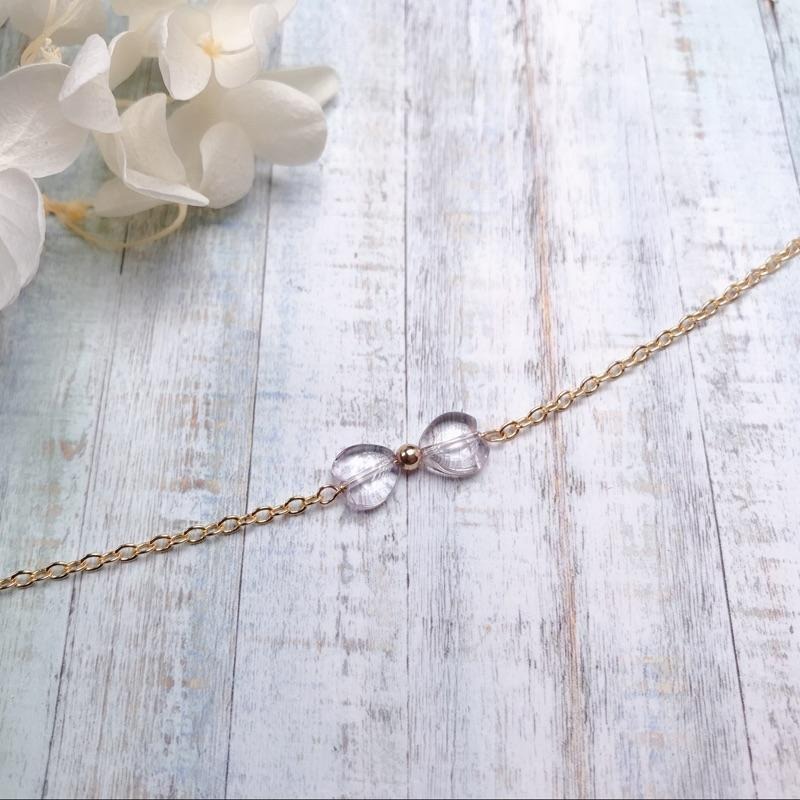 [zoeverglow]原創紫水晶 白水晶心型腳鍊｜美國14kgf-細節圖7