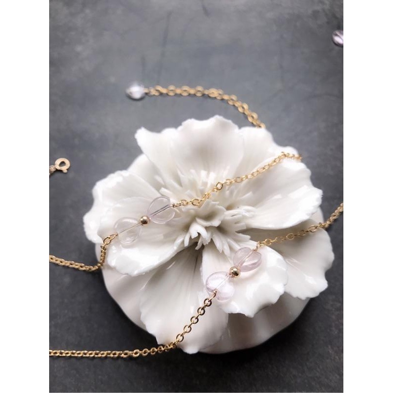 [zoeverglow]原創紫水晶 白水晶心型腳鍊｜美國14kgf-細節圖8