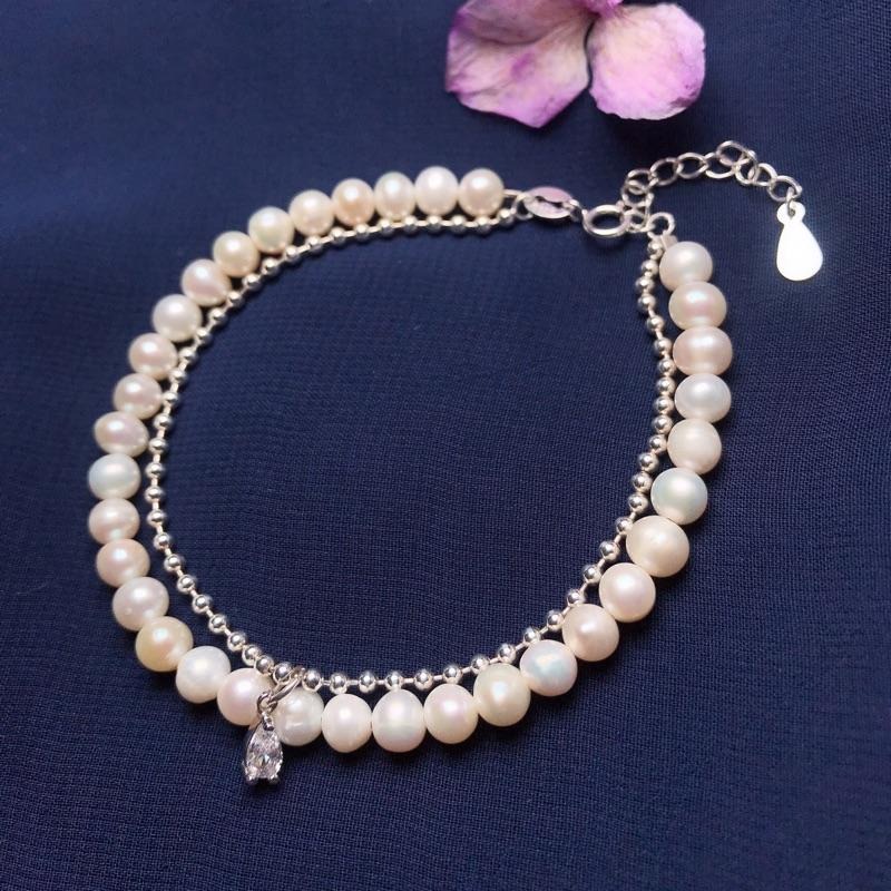 [zoeverglow]原創天然淡水珍珠s925純銀手鍊｜雙層手鍊-細節圖3