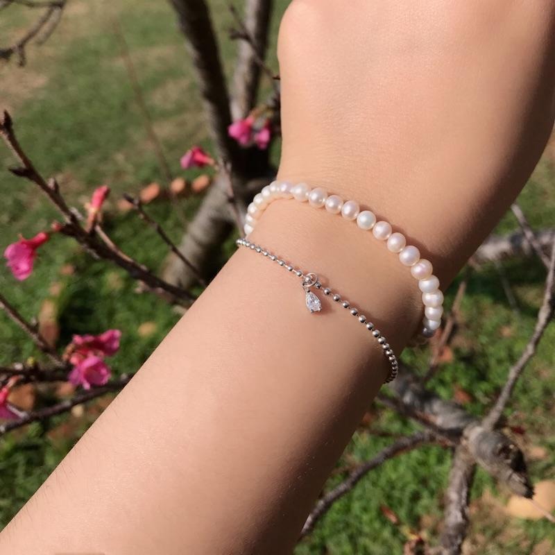 [zoeverglow]原創天然淡水珍珠s925純銀手鍊｜雙層手鍊-細節圖4