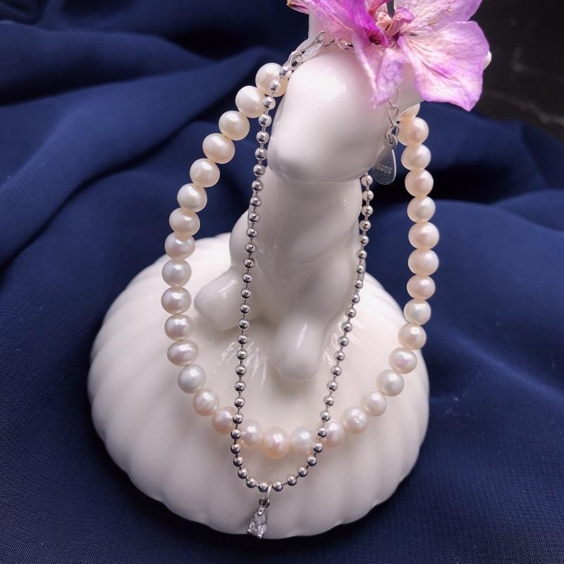 [zoeverglow]原創天然淡水珍珠s925純銀手鍊｜雙層手鍊-細節圖5