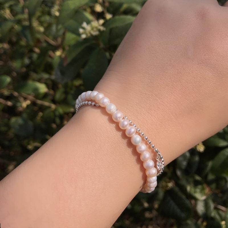 [zoeverglow]原創天然淡水珍珠s925純銀手鍊｜雙層手鍊-細節圖6