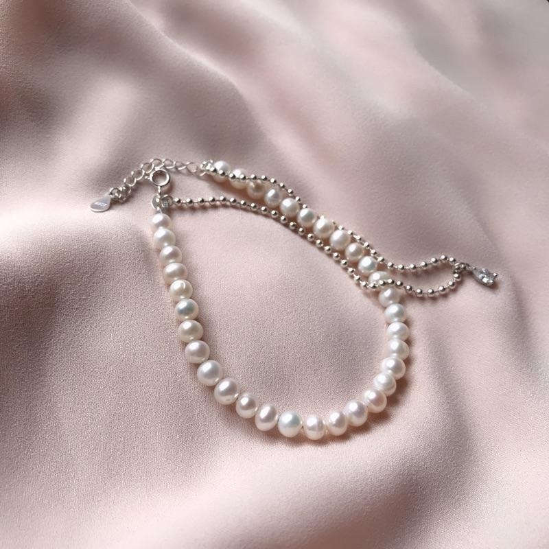 [zoeverglow]原創天然淡水珍珠s925純銀手鍊｜雙層手鍊-細節圖7