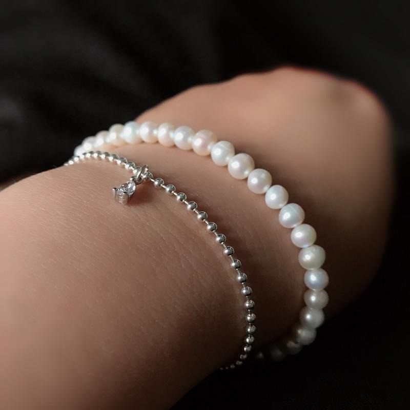 [zoeverglow]原創天然淡水珍珠s925純銀手鍊｜雙層手鍊-細節圖9