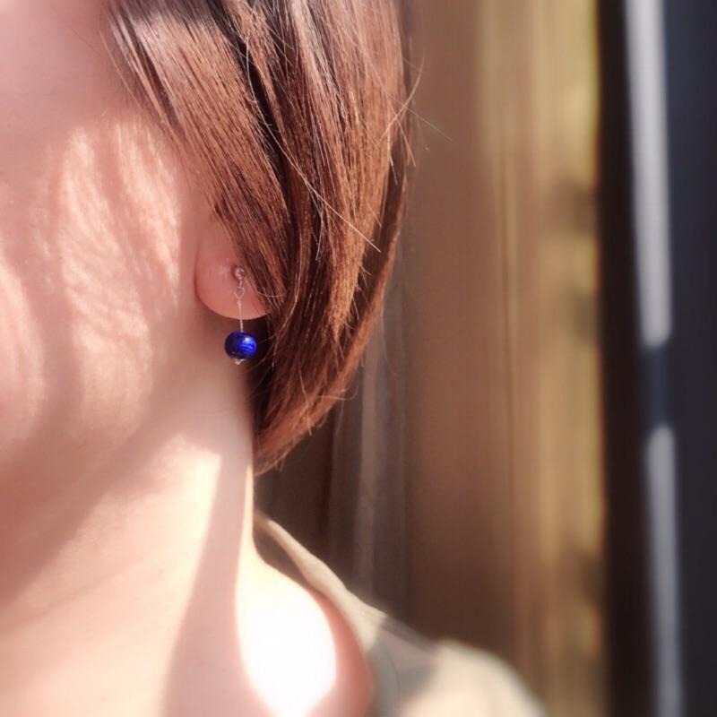 [zoeverglow]原創青金石s925純銀耳環｜手作飾品-細節圖2