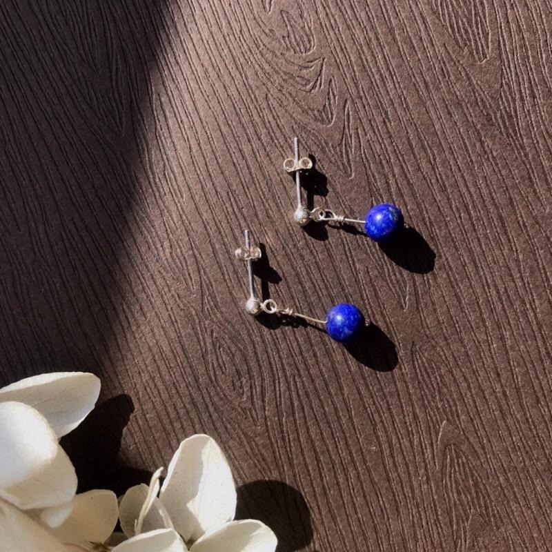 [zoeverglow]原創青金石s925純銀耳環｜手作飾品-細節圖3