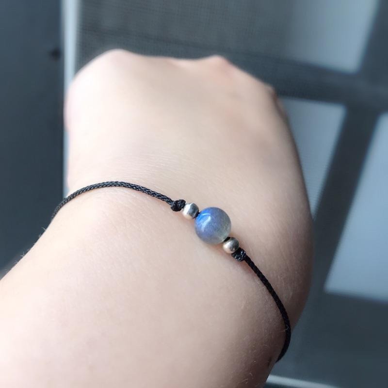 [zoeverglow]灰月光石s925純銀手繩｜拉長石 手工編製-細節圖3