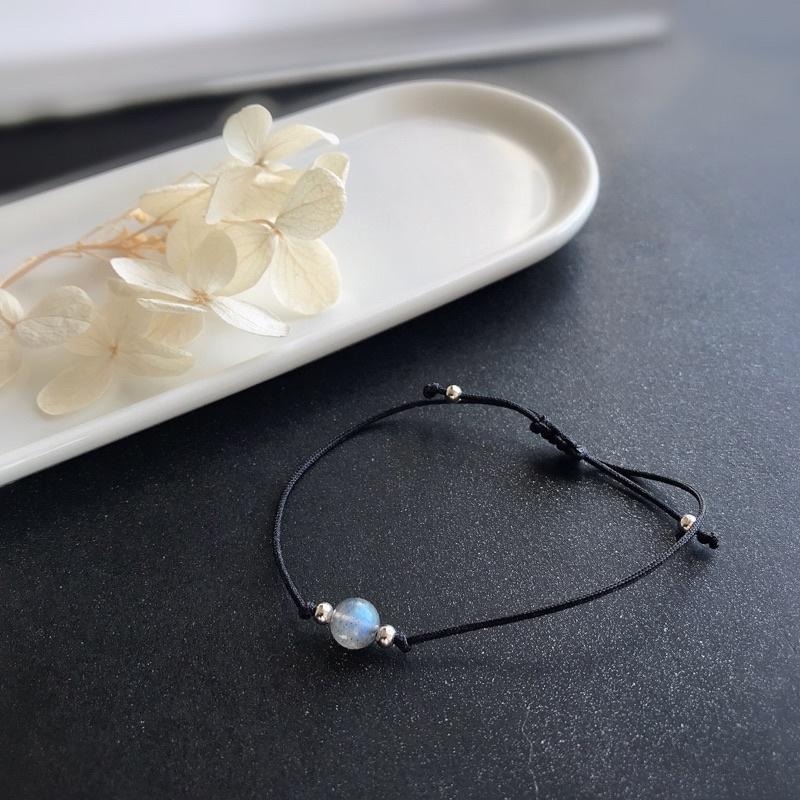 [zoeverglow]灰月光石s925純銀手繩｜拉長石 手工編製-細節圖4