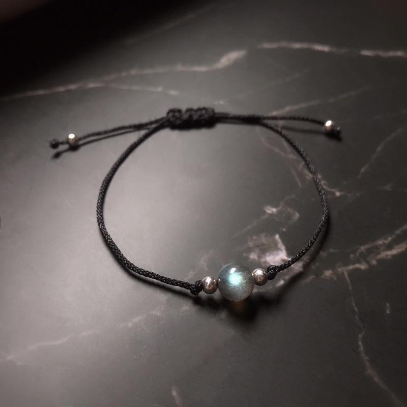 [zoeverglow]灰月光石s925純銀手繩｜拉長石 手工編製-細節圖7