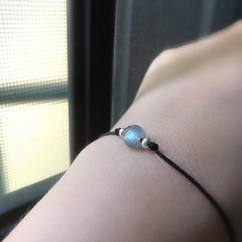 [zoeverglow]灰月光石s925純銀手繩｜拉長石 手工編製-細節圖8