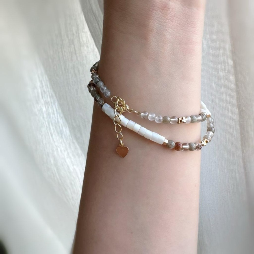 ［zoeverglow] 彩幽靈 × 白母貝 頸鍊+手鍊套組｜文青 自然系｜靜謐 微光 百搭 療癒-細節圖8