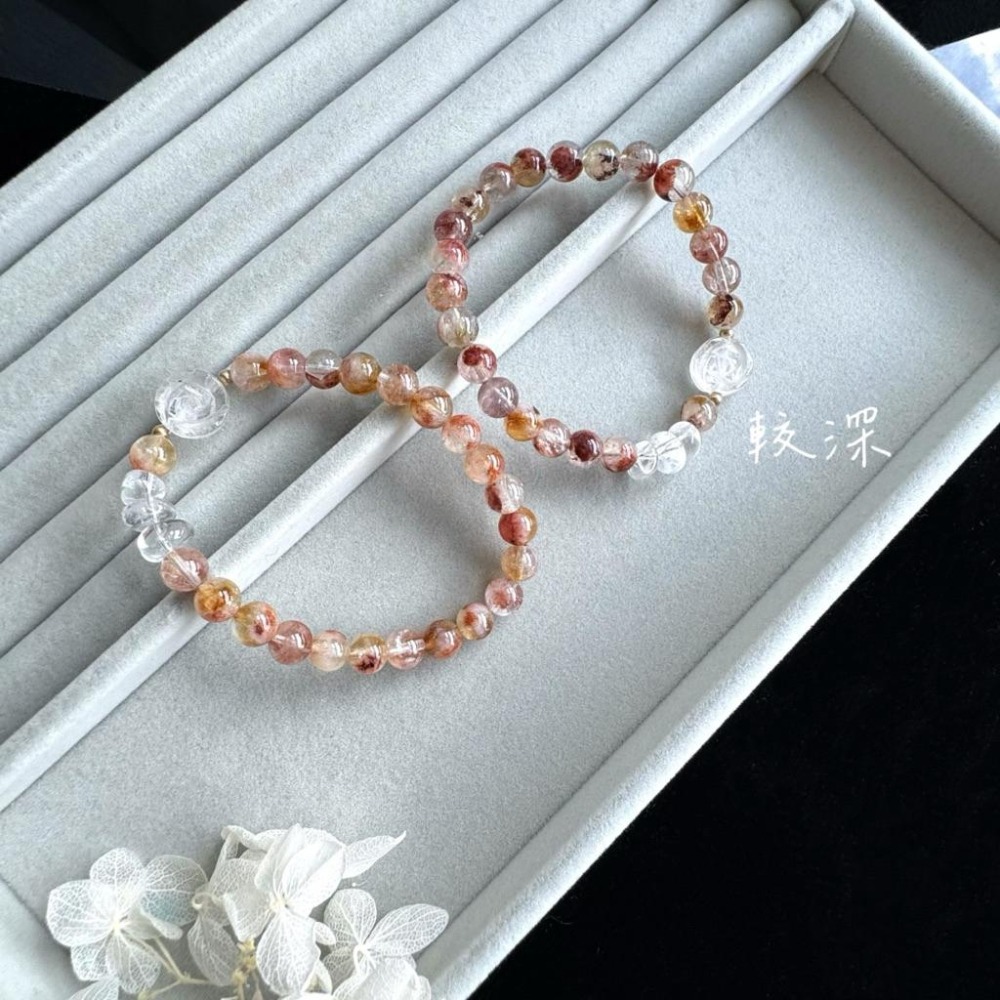 [zoeverglow] 極光幽靈黃水晶x白水晶玫瑰手串｜異象水晶 稀有共生礦｜招財 能量 守護 成長-細節圖7