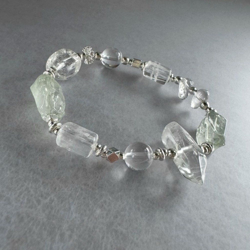 [zoeverglow] 綠水晶單尖柱x白水晶 手串｜清淨・平衡・療癒 • 透明 • 森系 • 自然風-細節圖8