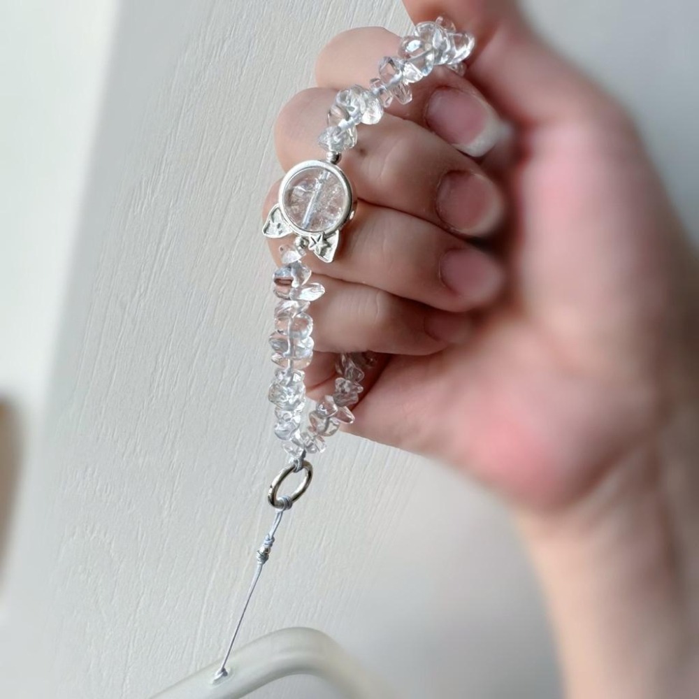 [zoeverglow] 白阿塞x白水晶 貓咪手機掛繩｜掛飾｜淨化 療癒-細節圖8