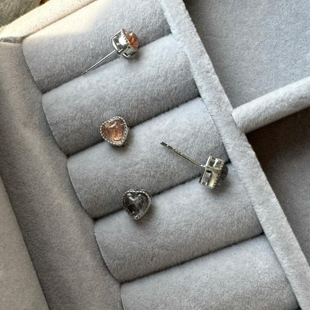［zoeverglow ]心型超七耳釘｜s925純銀耳針｜提升能量 自信 人緣 淨化-細節圖4