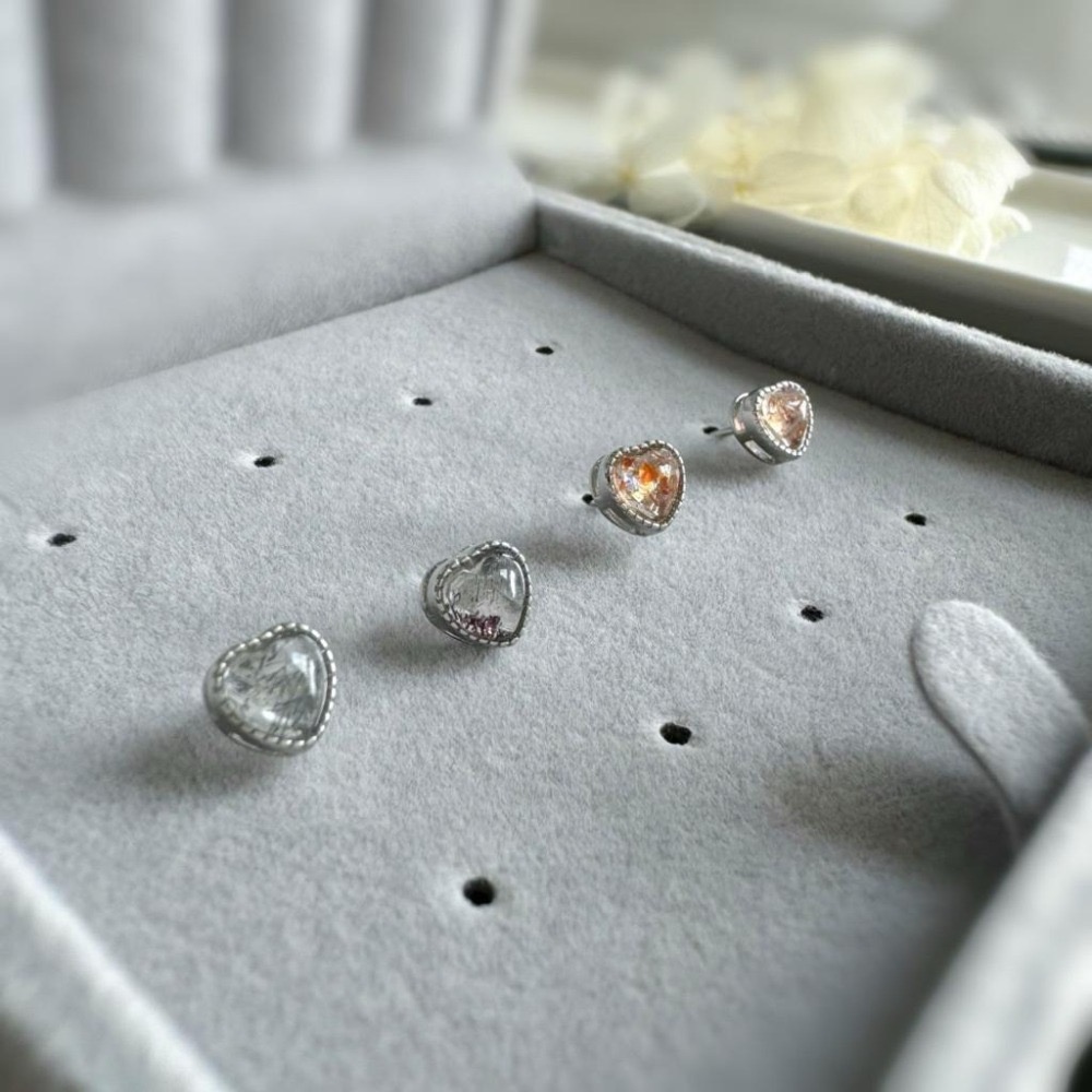 ［zoeverglow ]心型超七耳釘｜s925純銀耳針｜提升能量 自信 人緣 淨化-細節圖5