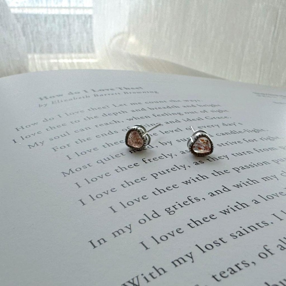 ［zoeverglow ]心型超七耳釘｜s925純銀耳針｜提升能量 自信 人緣 淨化-細節圖9