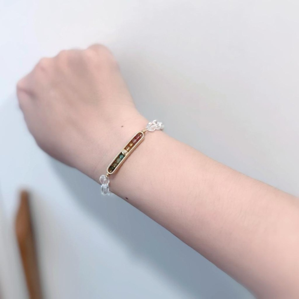 ［zoeverglow] 碧璽x白水晶手串｜落入人間的彩虹 ｜正能量 人緣 魅力｜清透 透明系-細節圖3