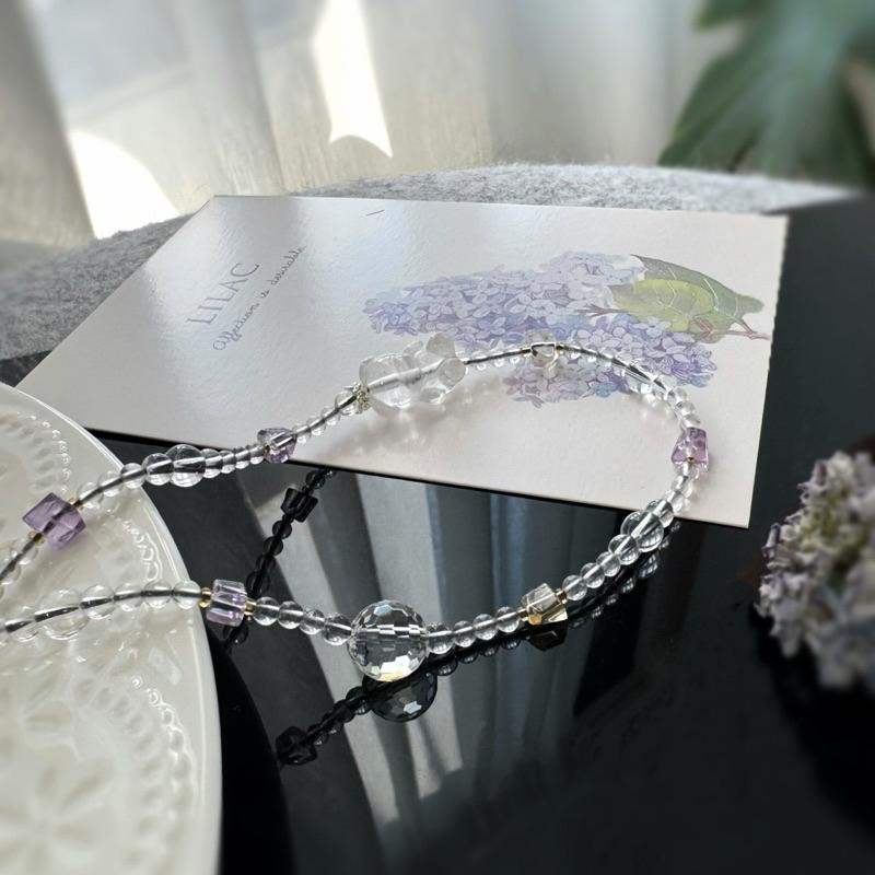 [zoeverglow]白水晶熊熊 手機掛繩｜紫、黃水晶｜淨化 智慧 自信 透明感-細節圖7