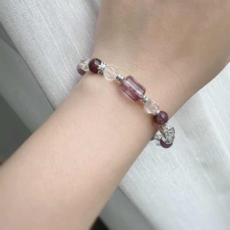 ［zoeverglow] 紫水晶x紫幽靈x白水晶 手串｜智慧 守護 淨化-細節圖3