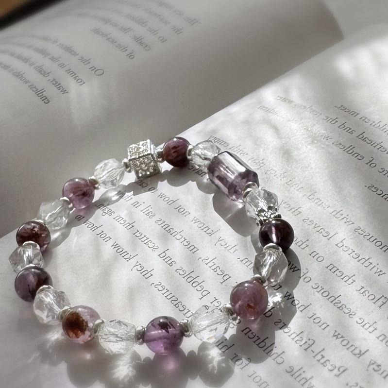 ［zoeverglow] 紫水晶x紫幽靈x白水晶 手串｜智慧 守護 淨化-細節圖7