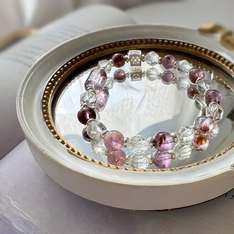 ［zoeverglow] 紫水晶x紫幽靈x白水晶 手串｜智慧 守護 淨化-細節圖9