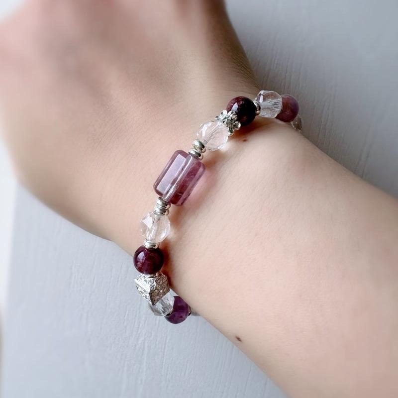 ［zoeverglow] 紫水晶x紫幽靈x白水晶 手串｜智慧 守護 淨化-細節圖8