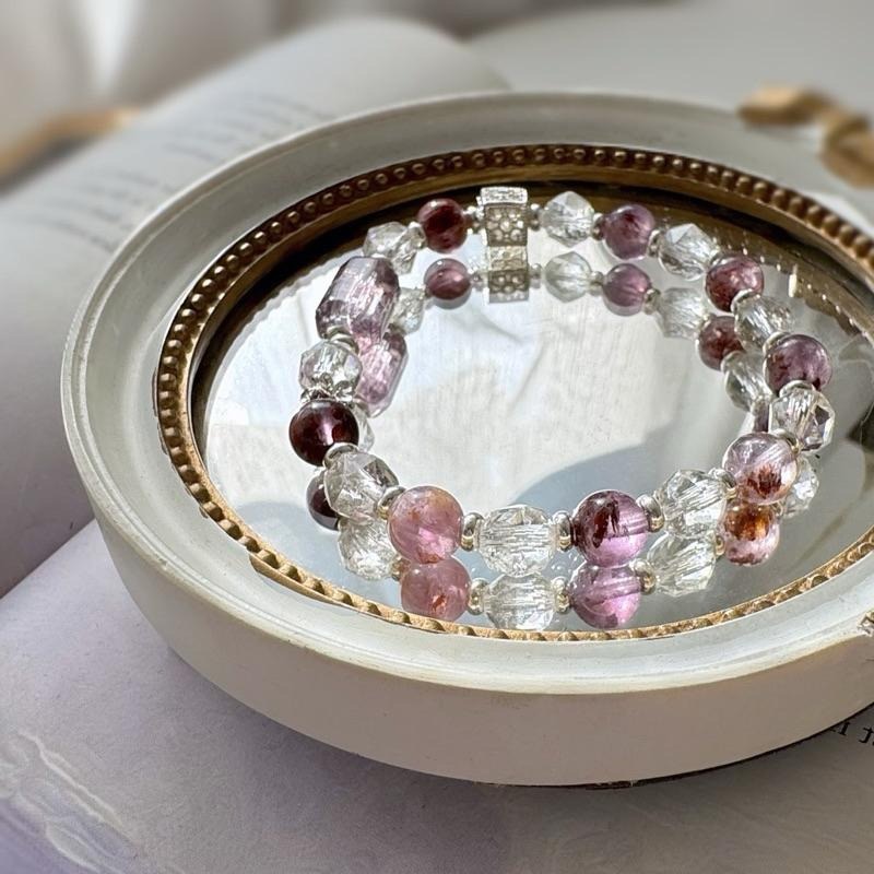 ［zoeverglow] 紫水晶x紫幽靈x白水晶 手串｜智慧 守護 淨化-細節圖9