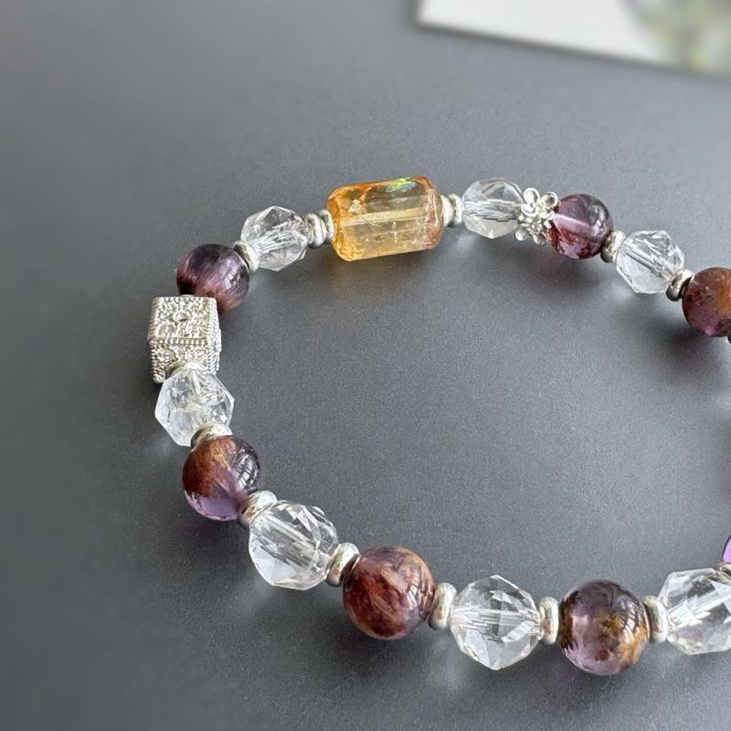 [zoeverglow] 紫幽靈x白水晶x黃塔晶手串｜正能量 守護 淨化-細節圖4