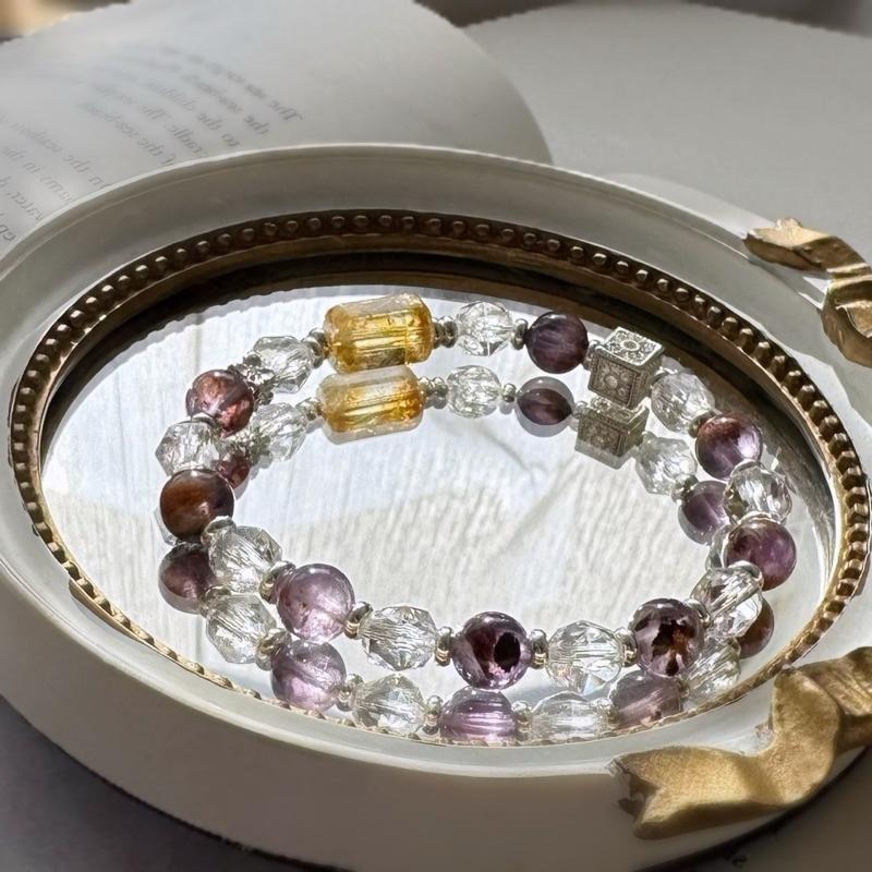 [zoeverglow] 紫幽靈x白水晶x黃塔晶手串｜正能量 守護 淨化-細節圖5