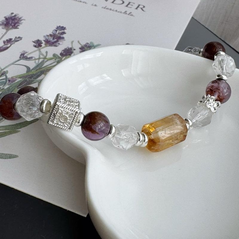 [zoeverglow] 紫幽靈x白水晶x黃塔晶手串｜正能量 守護 淨化-細節圖8