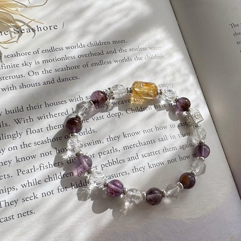 [zoeverglow] 紫幽靈x白水晶x黃塔晶手串｜正能量 守護 淨化-細節圖9