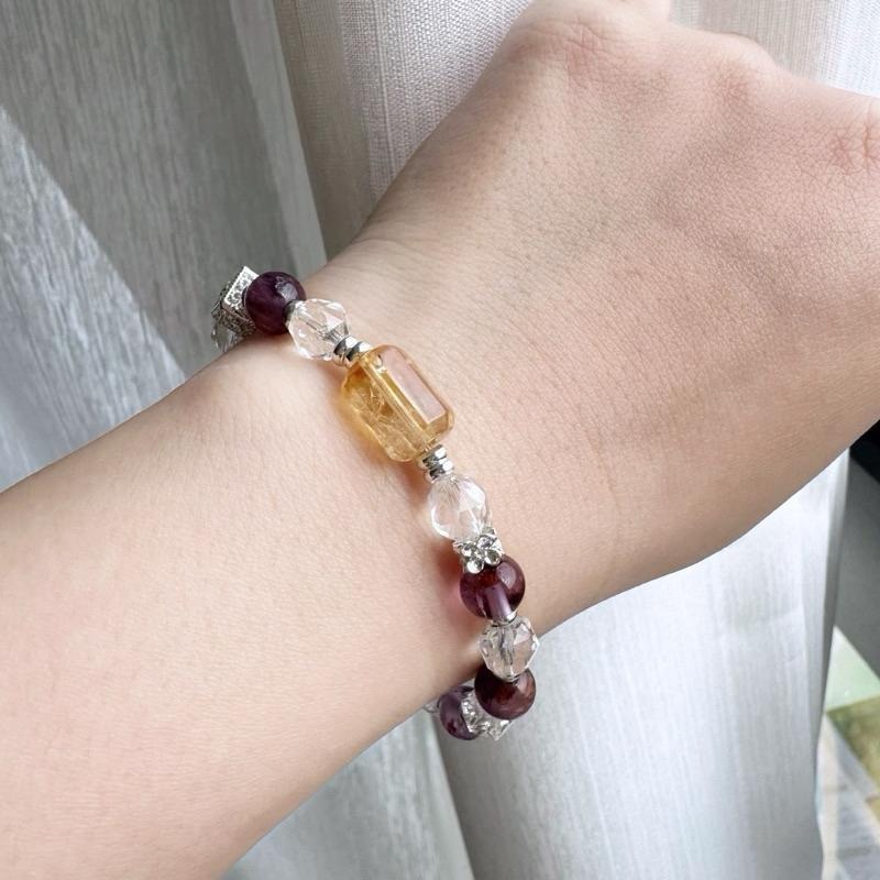 [zoeverglow] 紫幽靈x白水晶x黃塔晶手串｜正能量 守護 淨化-細節圖3