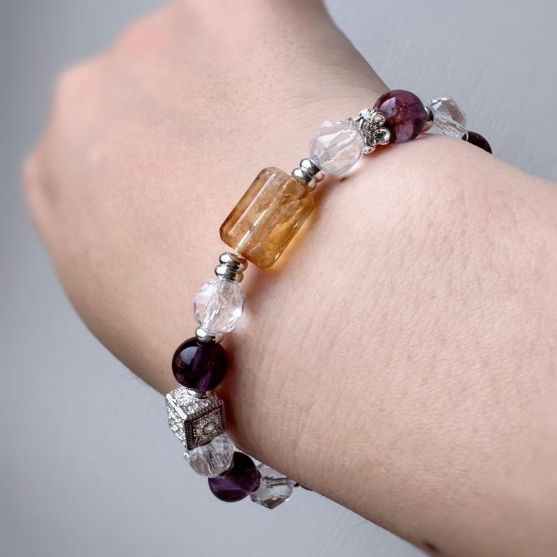 [zoeverglow] 紫幽靈x白水晶x黃塔晶手串｜正能量 守護 淨化-細節圖6
