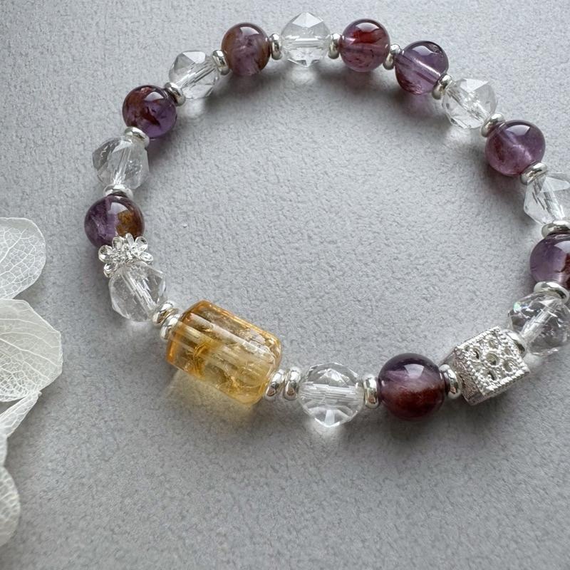 [zoeverglow] 紫幽靈x白水晶x黃塔晶手串｜正能量 守護 淨化-細節圖7