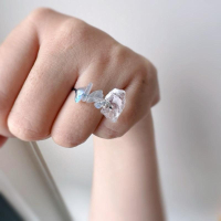 [zoeverglow] 白水晶x灰月光石 珠寶線編製戒指｜白水晶原石 冷淡風