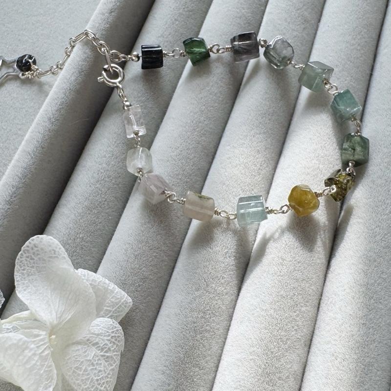 [zoeverglow]原創碧璽 s925純銀手鍊｜冷淡風 孤品-細節圖2