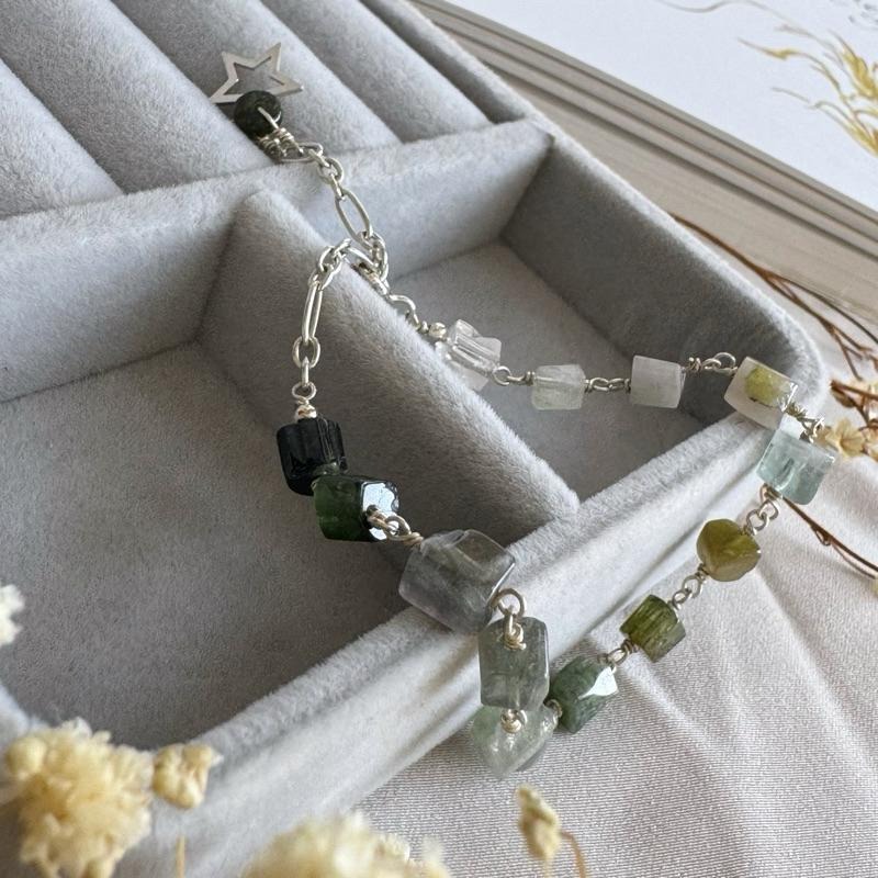 [zoeverglow]原創碧璽 s925純銀手鍊｜冷淡風 孤品-細節圖8