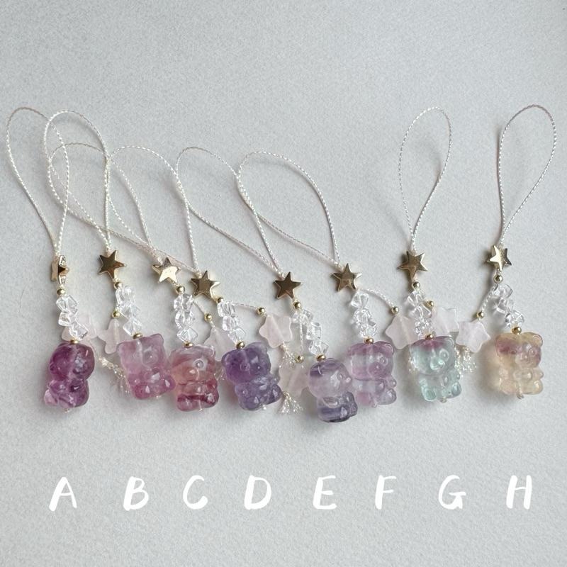 [zoeverglow]螢石熊熊x粉晶星星x白水晶手機吊飾｜掛飾 ｜萌萌可愛 有瑕優惠-細節圖9
