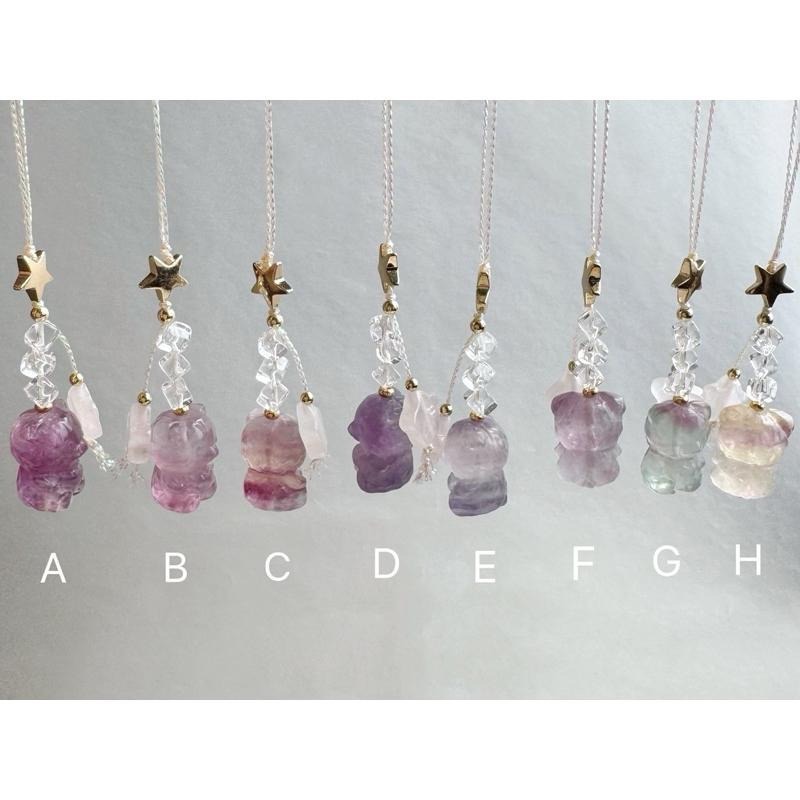 [zoeverglow]螢石熊熊x粉晶星星x白水晶手機吊飾｜掛飾 ｜萌萌可愛 有瑕優惠-細節圖3