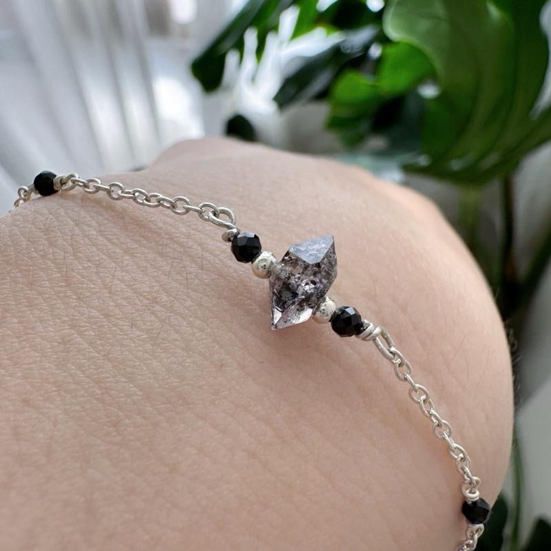 [zoeverglow]原創閃靈鑽 s925純銀手鍊｜黑尖晶石-細節圖2