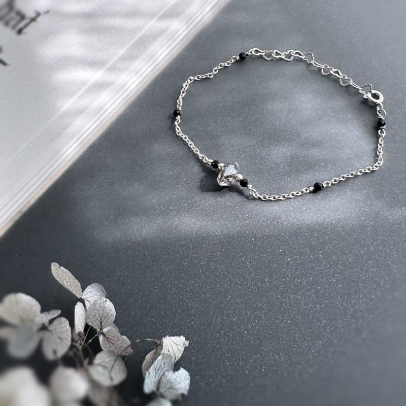 [zoeverglow]原創閃靈鑽 s925純銀手鍊｜黑尖晶石-細節圖5