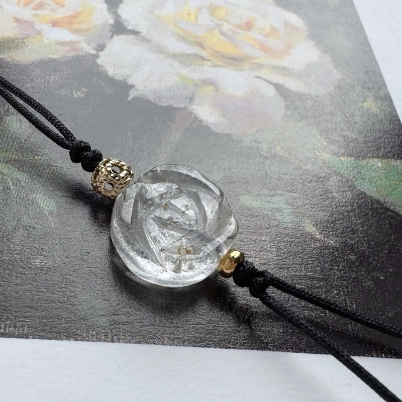 [zoeverglow]白水晶玫瑰花 手機掛飾｜雙面雕刻｜簡約 典雅-細節圖8