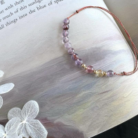 [zoeverglow] < 紫•離火 >紫幽靈x金髮晶x草莓晶五色線手繩｜14kgf 九紫離火 祈福 紅繩 本命年