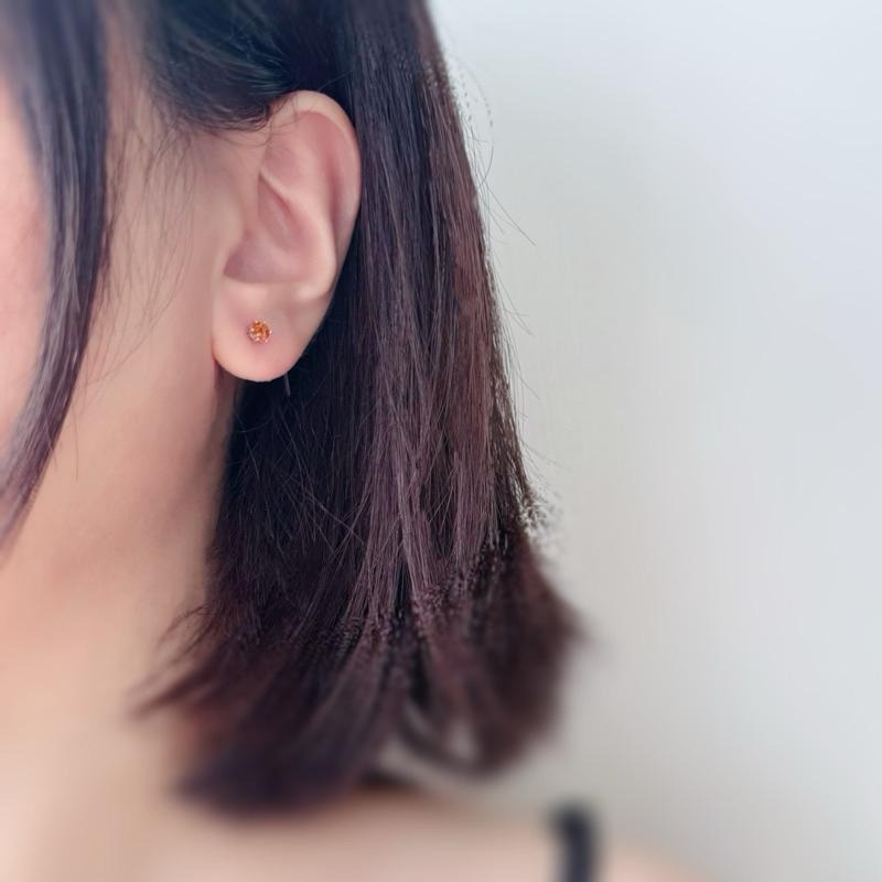 [zoeverglow]橙石榴石 耳釘｜芬達 美拉德-細節圖3