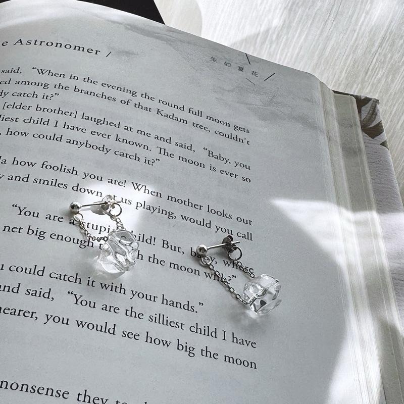 [zoeverglow]白水晶切面s925純銀耳環｜冰塊 冷淡風-細節圖4