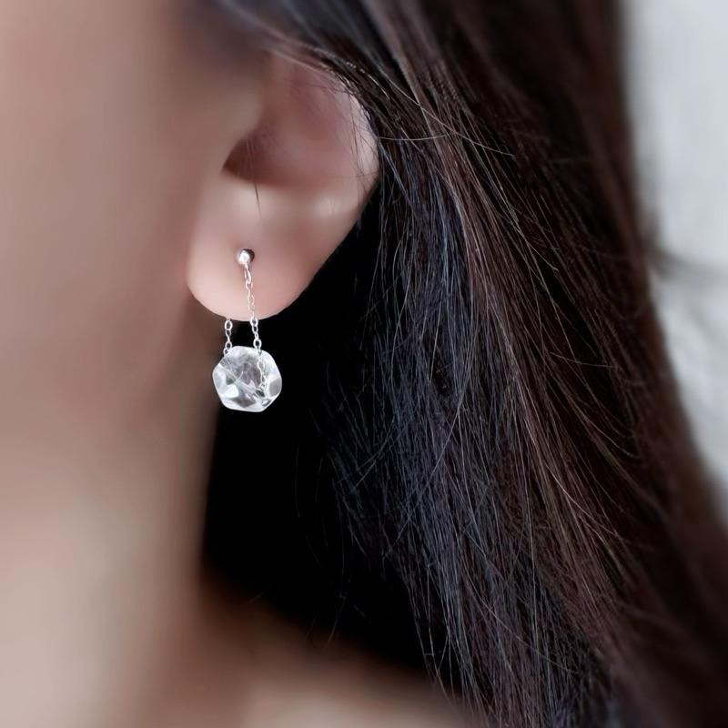 [zoeverglow]白水晶切面s925純銀耳環｜冰塊 冷淡風-細節圖6