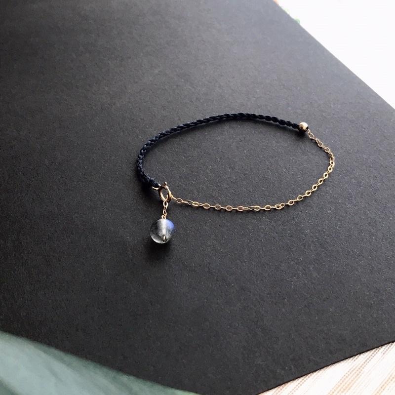 [zoeverglow]拉長石 14kgf編製手鍊 | 藏青 灰月光石-細節圖2