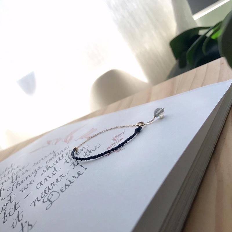 [zoeverglow]拉長石 14kgf編製手鍊 | 藏青 灰月光石-細節圖6